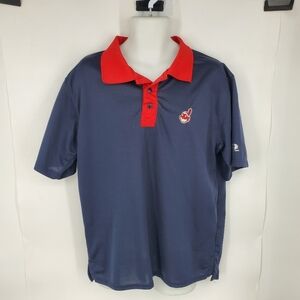 Vintage Cleveland Baseball True Fan Polo Shirt Large Chief Wahoo Retired Logo